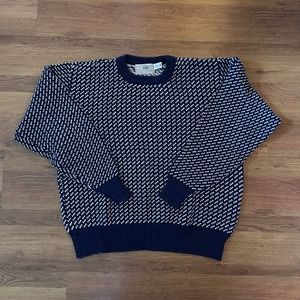 Vintage Navy and White Crewneck Sweater